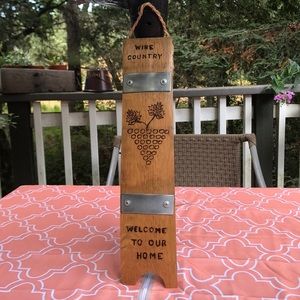 Wine barrel (stave) “Welcome to our Home” sign